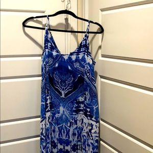 Blue and white flowy maxi dress